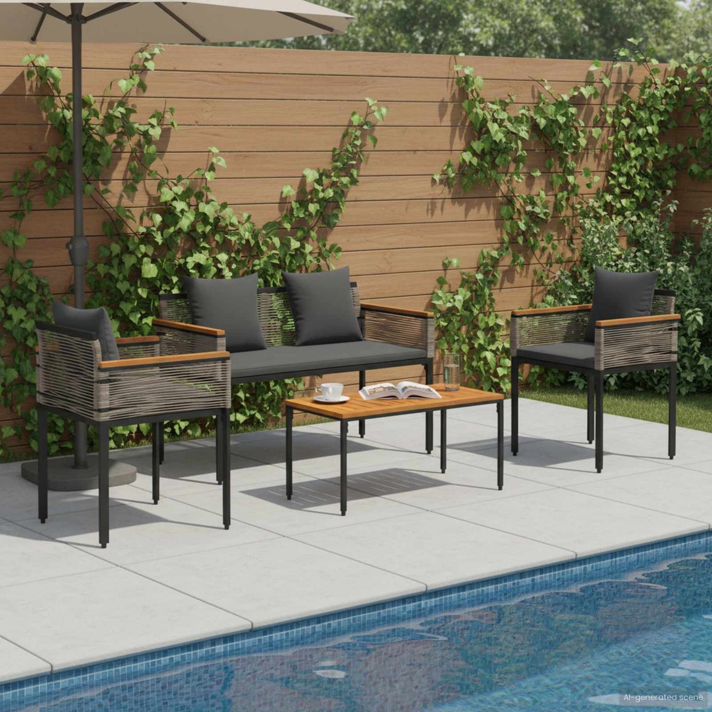 Gartenmöbel Set Mit Kissen Poly-Rattan