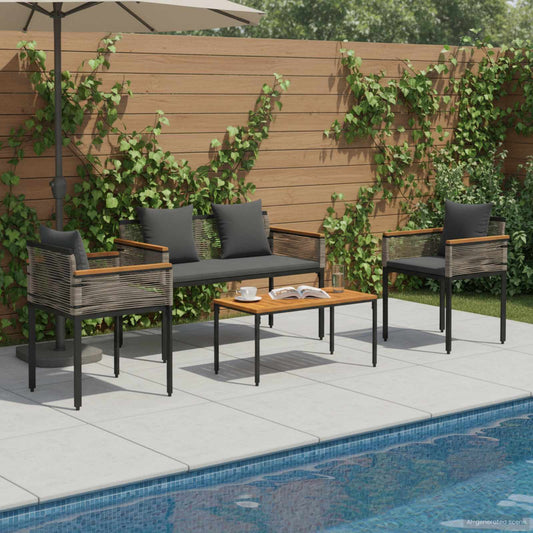 Gartenmöbel Set Mit Kissen Poly-Rattan