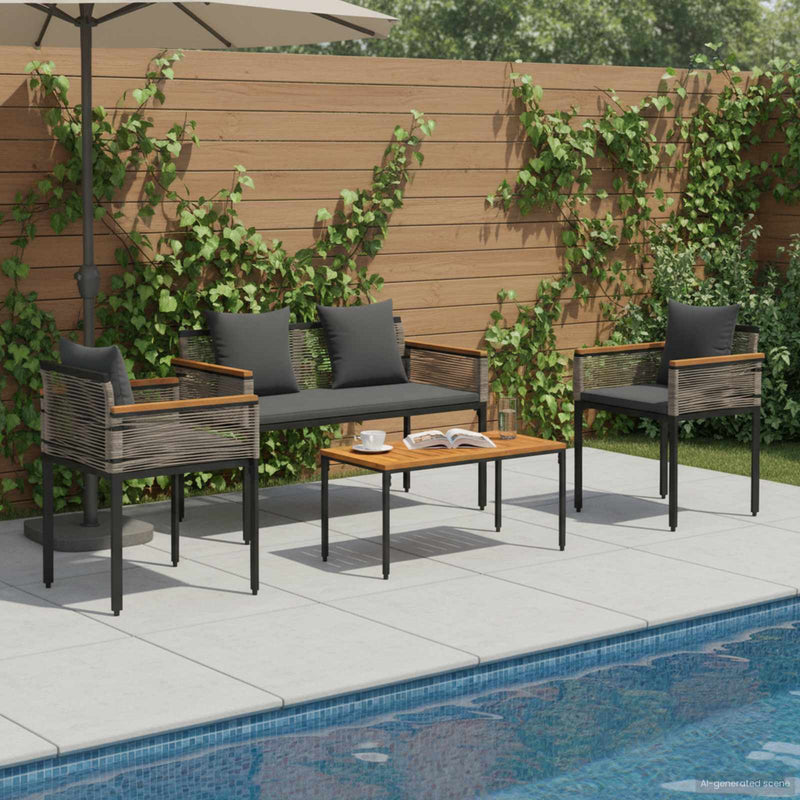 Gartenmöbel Set Mit Kissen Poly-Rattan