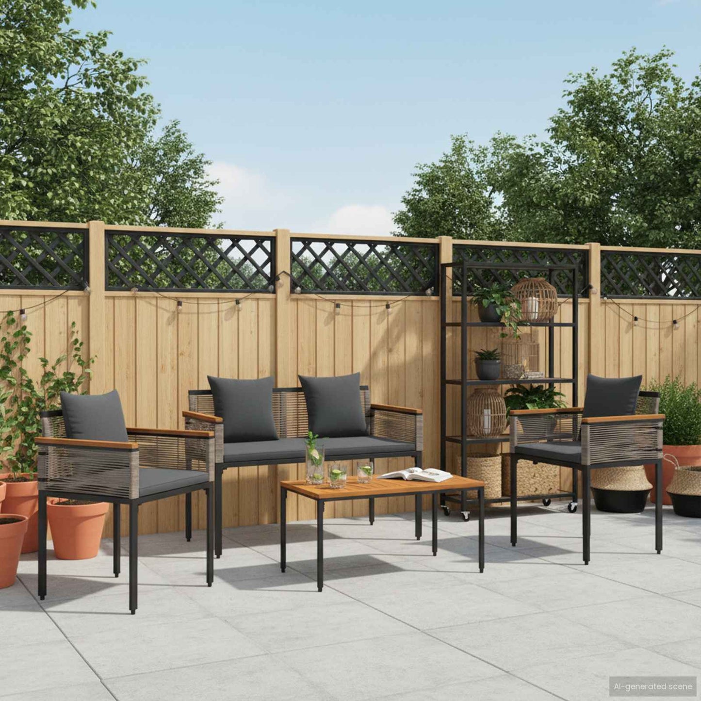 Gartenmöbel Set Mit Kissen Poly-Rattan