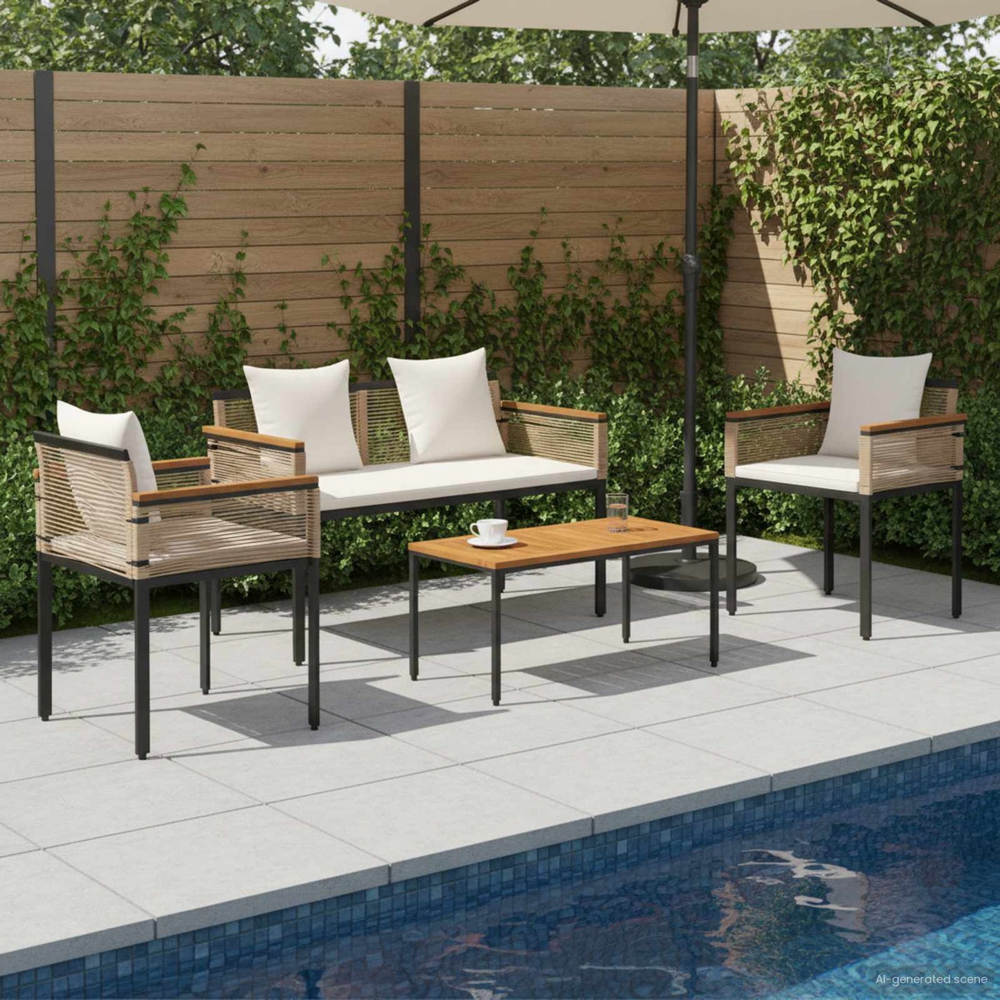 Gartenmöbel Set Mit Kissen Poly-Rattan