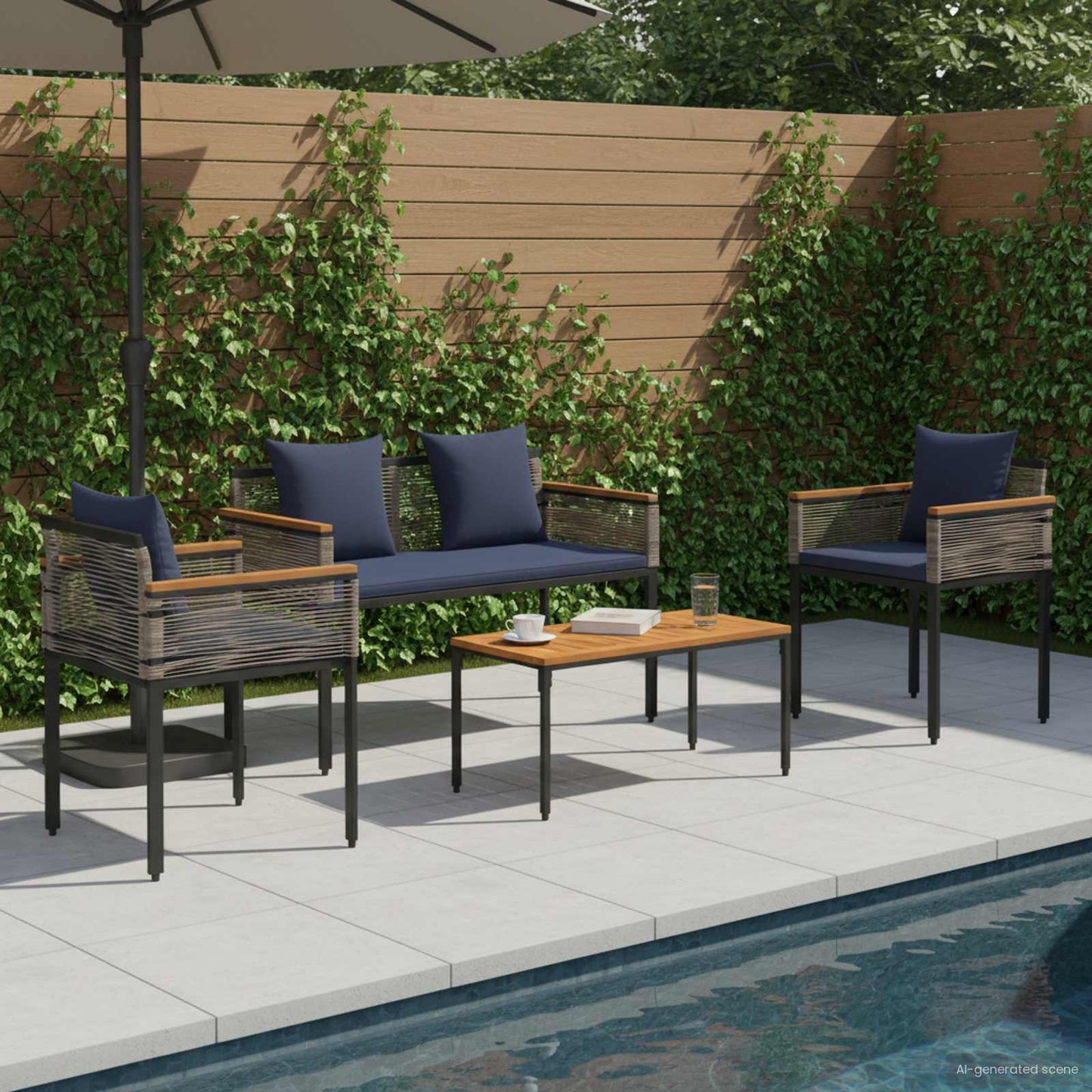 Gartenmöbel Set Mit Kissen Poly-Rattan