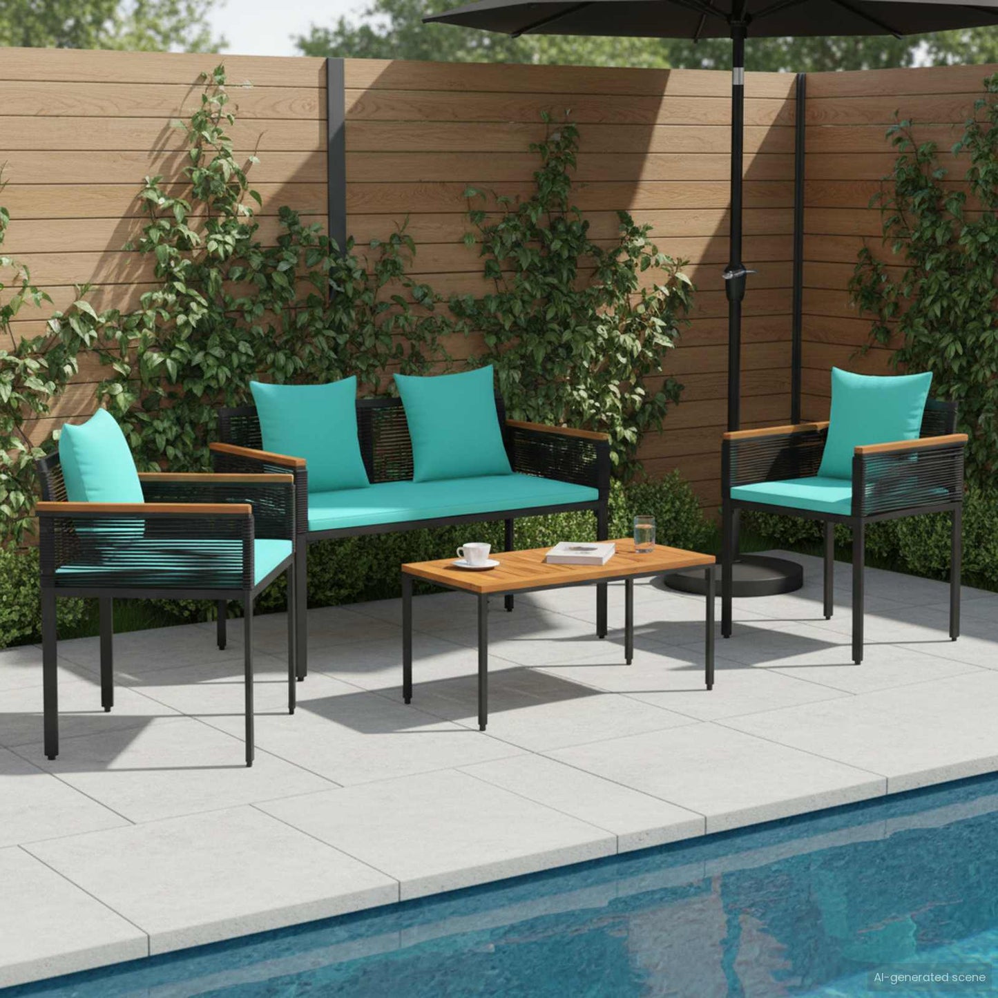 Gartenmöbel Set Mit Kissen Poly-Rattan