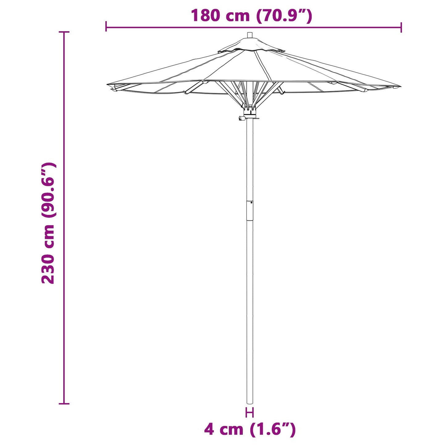 Garten-Sonnenschirm 180X230 Cm Aus Bambus