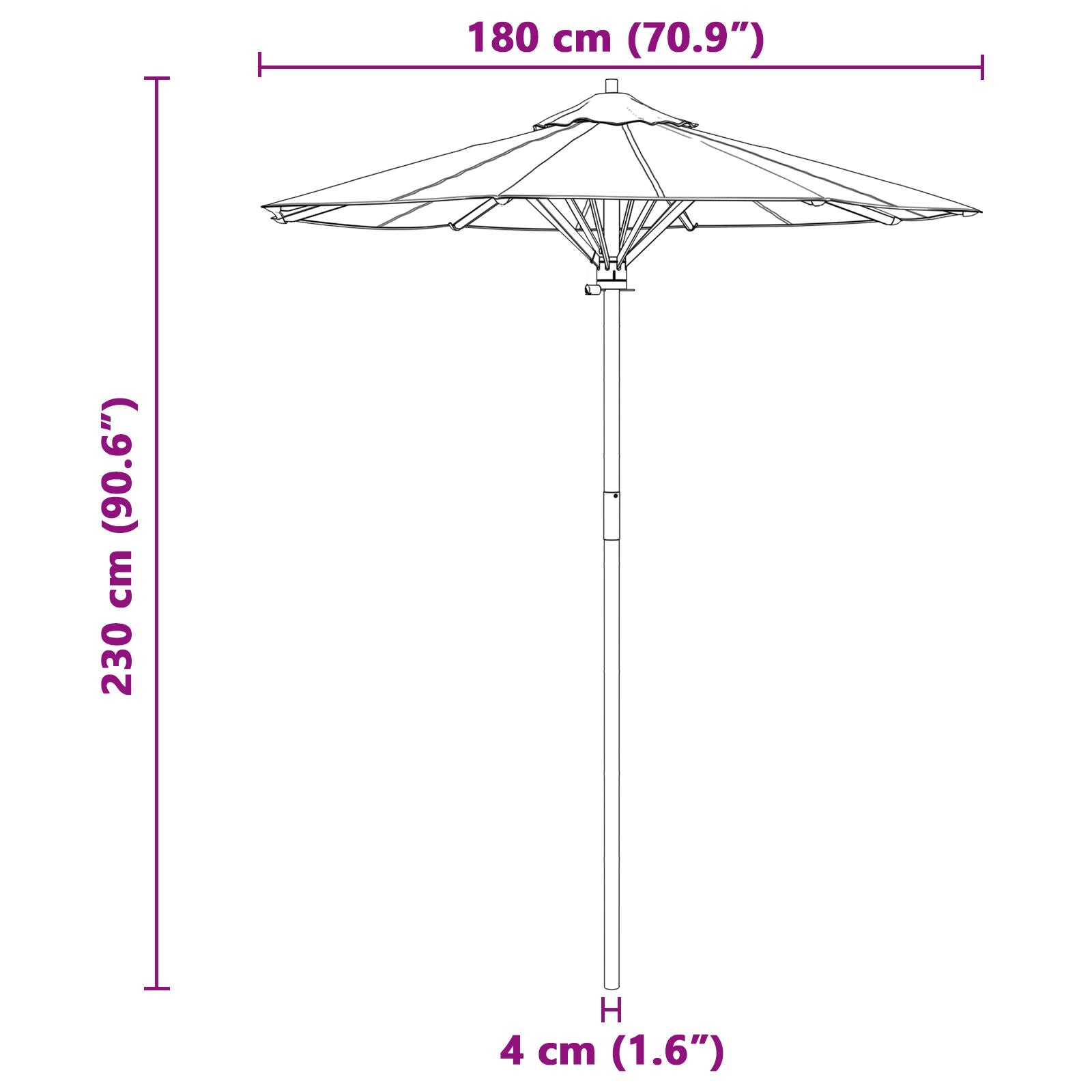 Garten-Sonnenschirm 180X230 Cm Aus Bambus