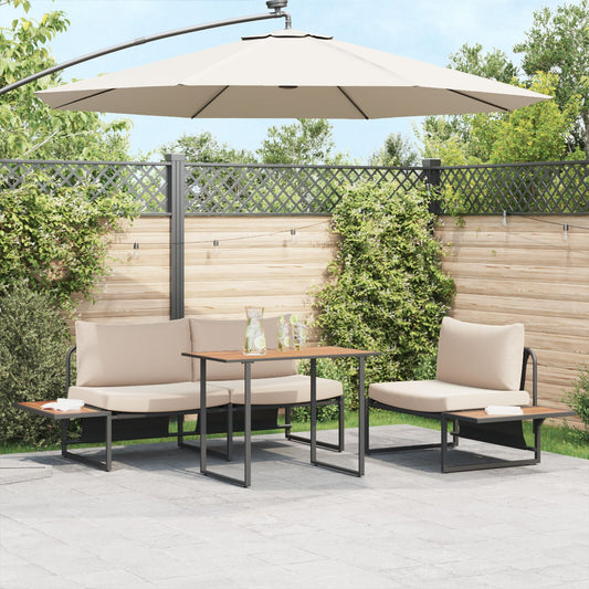 3-Teiliges Garten-Esszimmer-Set Mit Taupefarbenen Kissen