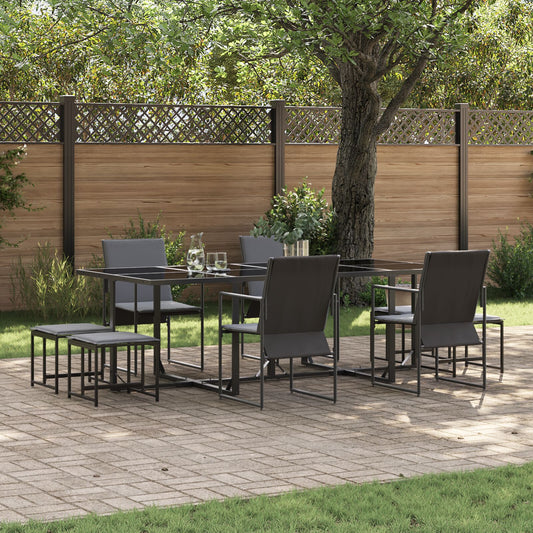 10-Teiliges Gartenesszimmer-Set Mit Kissen Aus Stahl Und Textilene