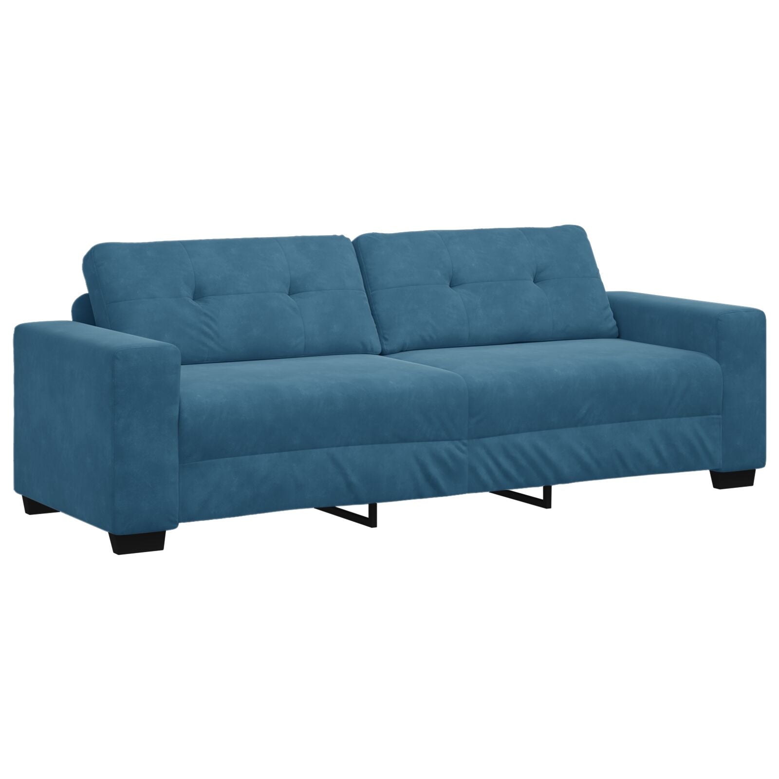 2-Teilige Sofaset Mit Kissen Blau Samt