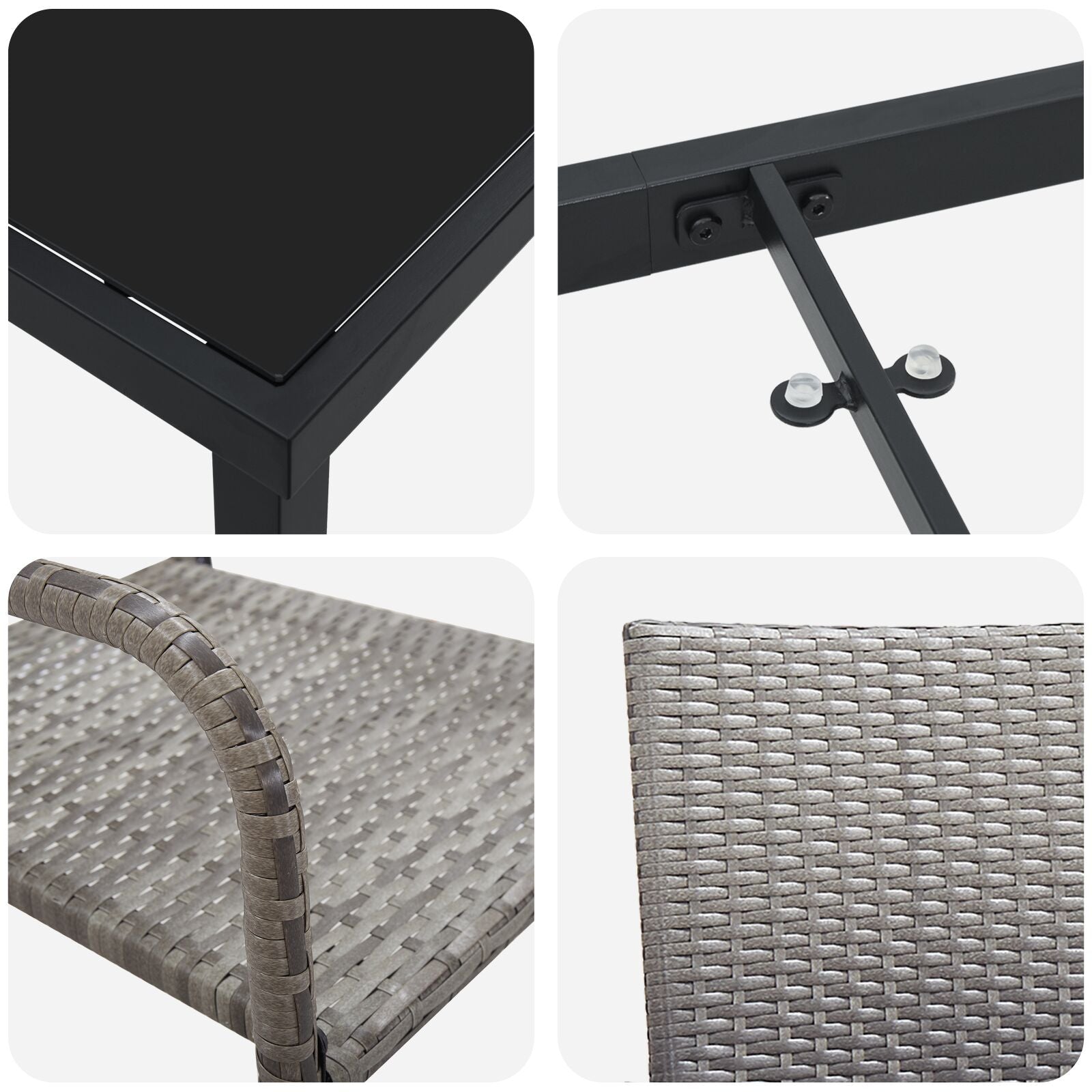 5-Teiliges Garten Essset Grau Poly Rattan
