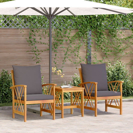 3-Teiliges Garten-Lounge-Set Mit Kissen Aus Solidem Akazienholz