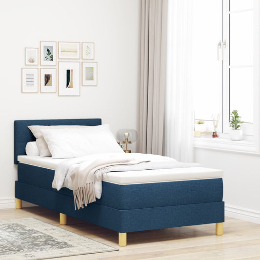 Boxspringbett Mit Matratze & Led Stoff Blau
