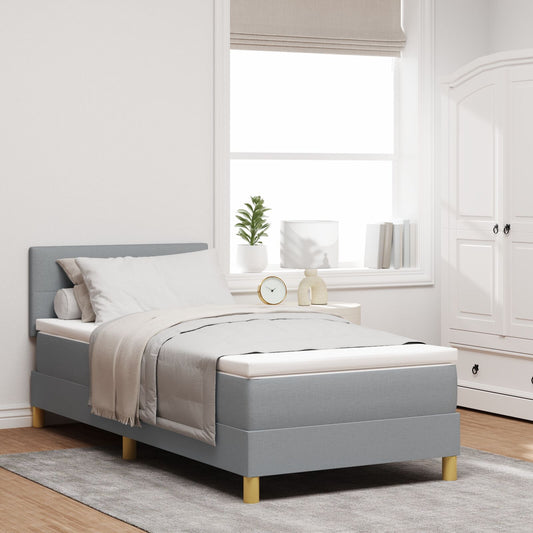 Boxspringbett Mit Matratze & Led Stoff Hellgrau