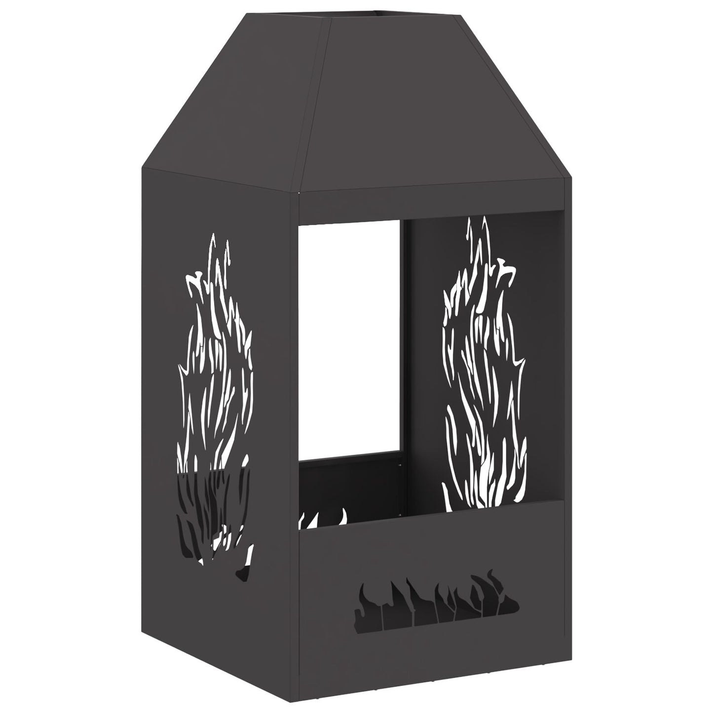 Feuerstelle Schwarz 50X50X100 Cm Stahl