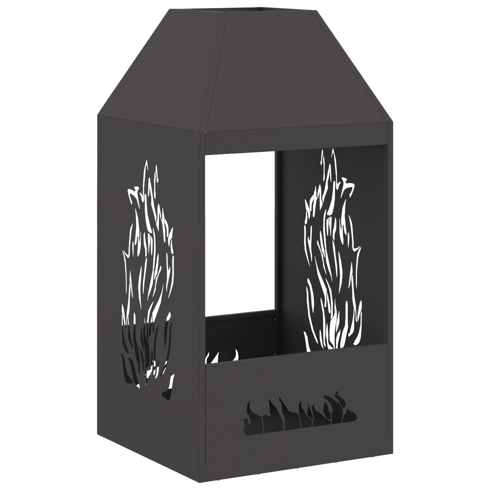 Feuerstelle Schwarz 50X50X100 Cm Stahl