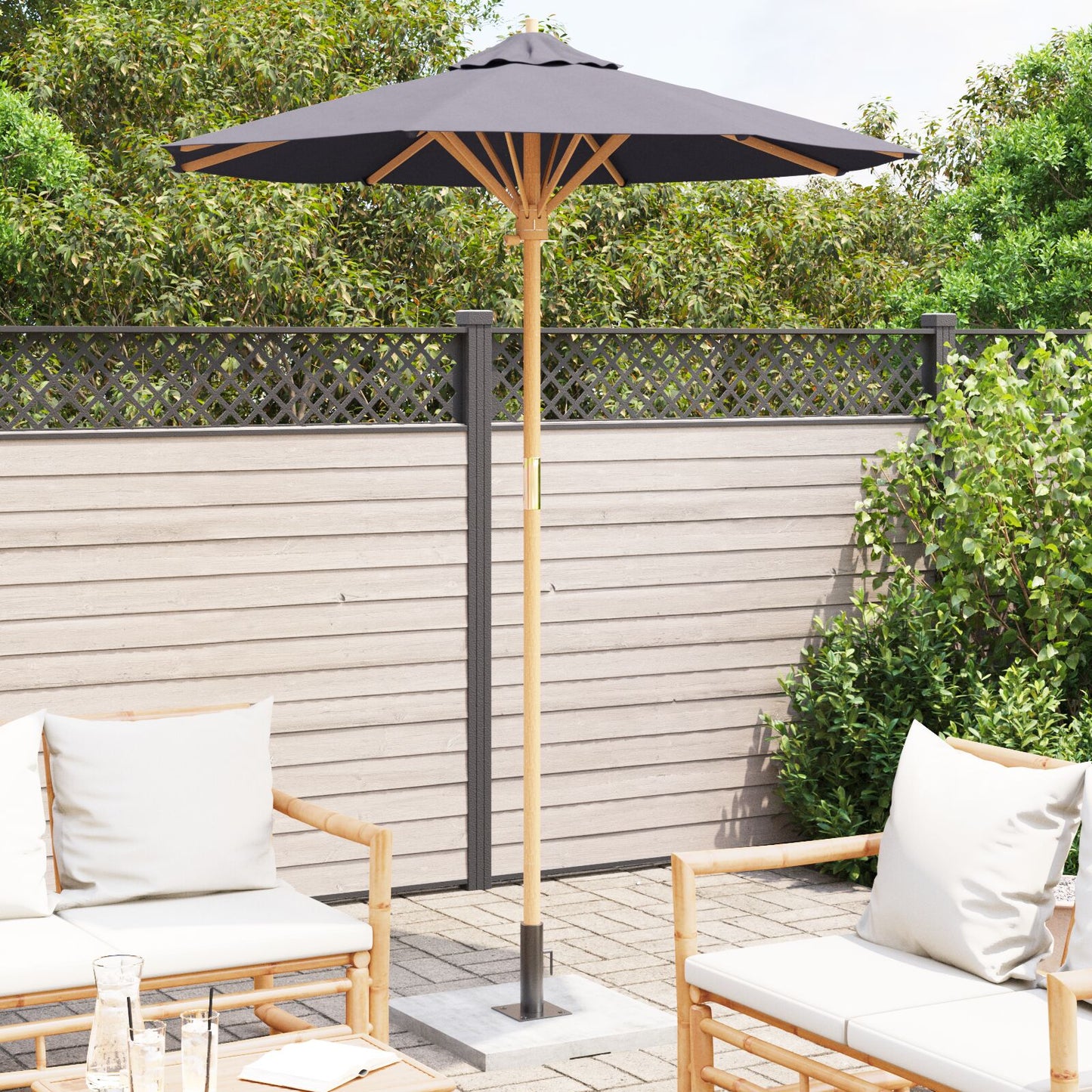 Garten-Sonnenschirm 180X230 Cm Aus Bambus
