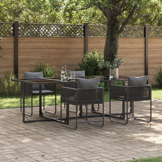 6-Teilige Garten-Essgruppe Mit Kissen Aus Stahl Und Poly-Rattan