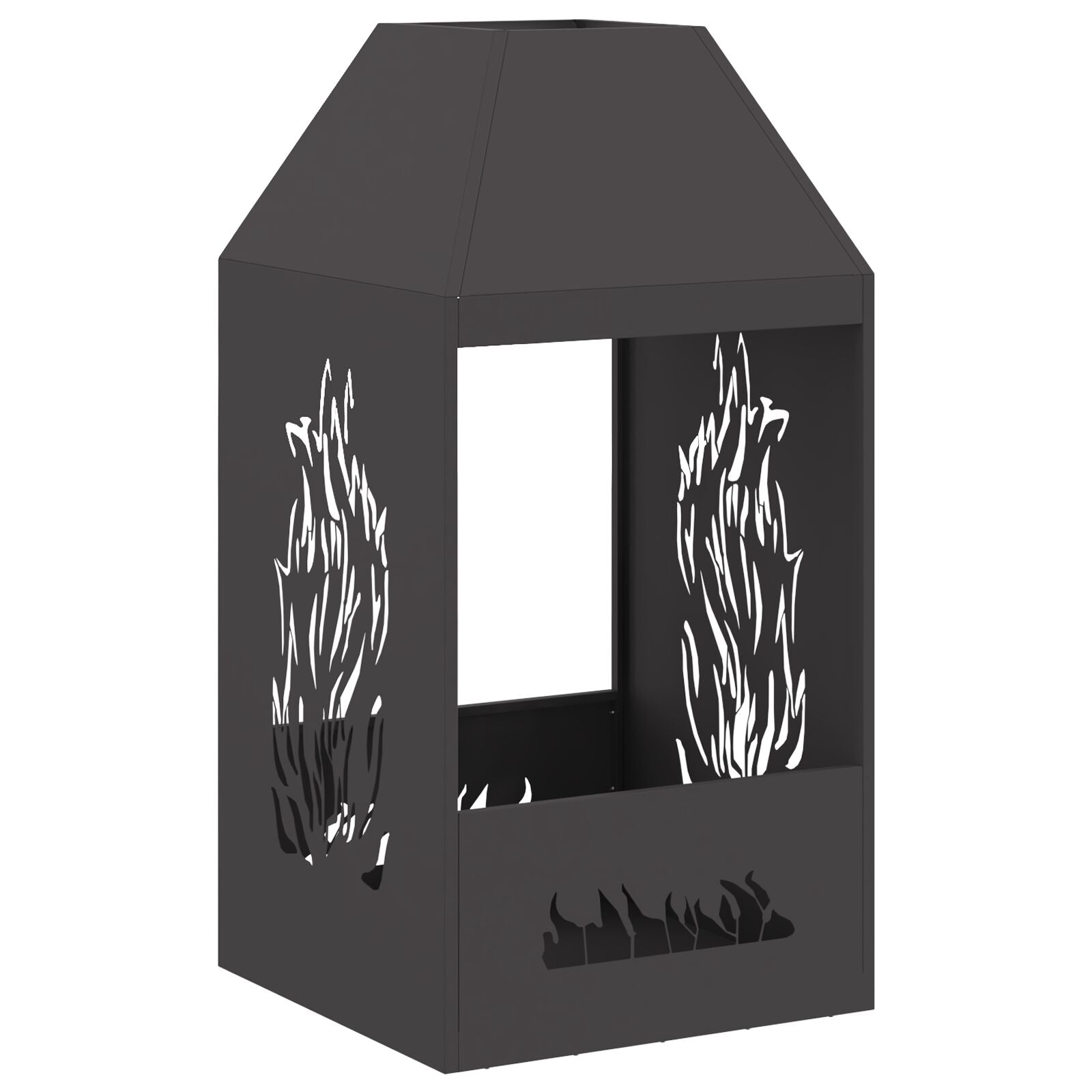 Feuerstelle Schwarz 50X50X100 Cm Stahl