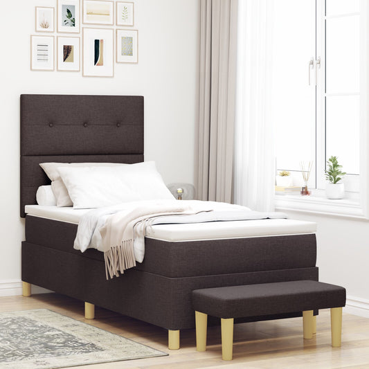 Boxspringbett Mit Matratze & Bank Stoff Dunkelbraun